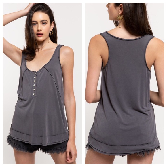 SALE-NO OFFERS‼️ Softest Touch Henley-Charcoal - Picture 8 of 8